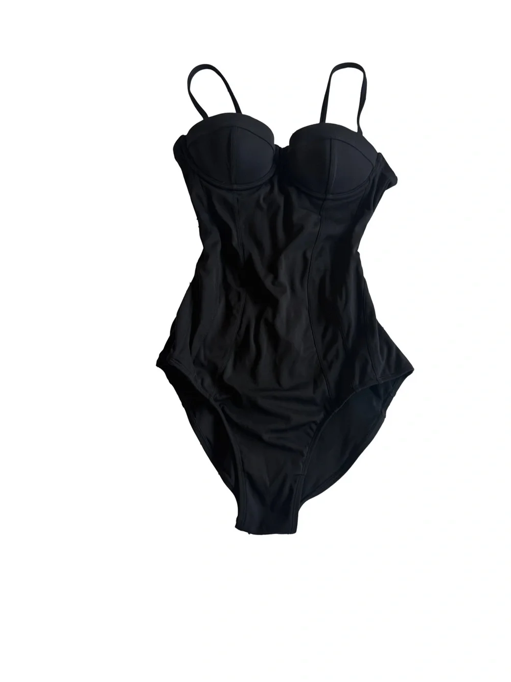 Underwire Black One-Piece Swimsuit with Shaping Panels